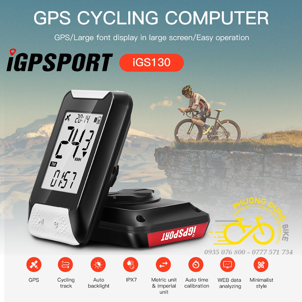 Đồng hồ đo tốc độ xe đạp định vị vệ tinh GPS IGPSPORT IGS130