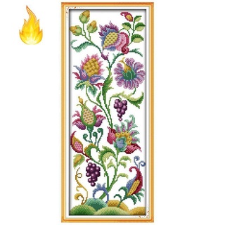 Bộ Tranh Thêu Chữ Thập 14ct 19x47cm Hình Bông Hoa Đẹp Mắt Trang Trí Nhà Cửa