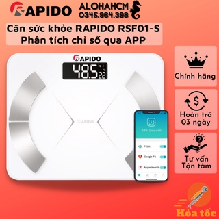 Cân sức khỏe điện tử bluetooth rapido rsf01-s cao cấp- phân tích chỉ số cơ thể, phân tích 8 chỉ số về điện thoại qua app