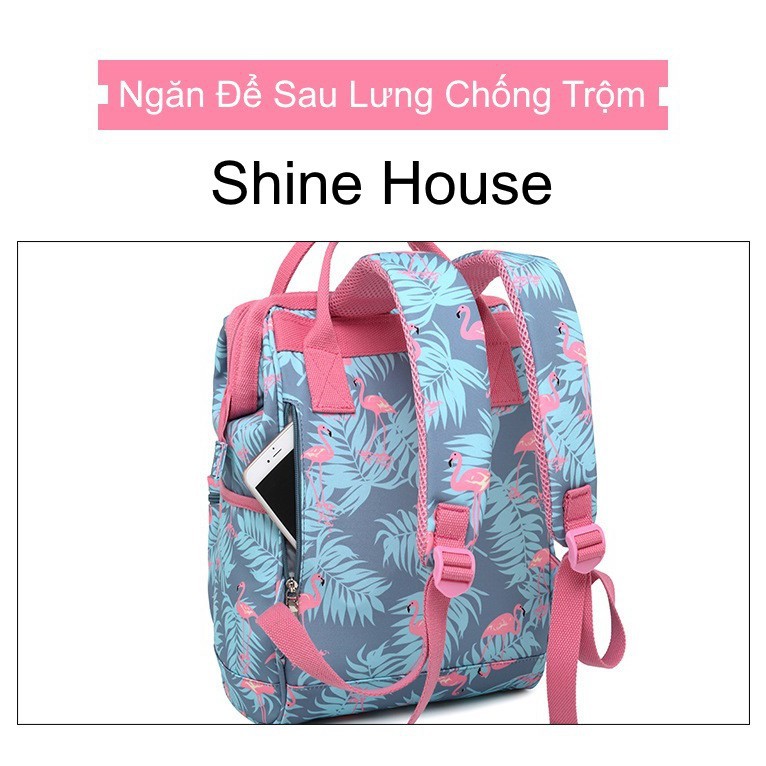 [HOT] Balo Thời Trang Nữ Cao Cấp Họa Tiết Hồng Hạc - Shine House