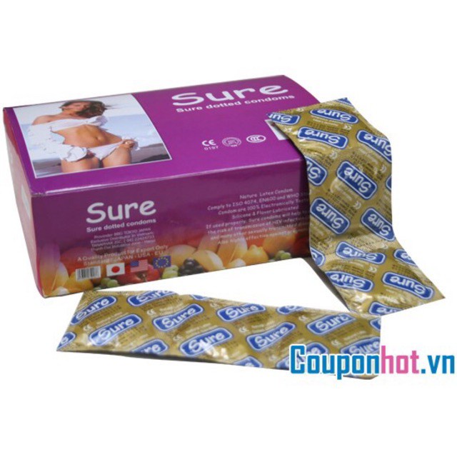 Combo 5 HỘP BAo Cao Su Sure vị dâu (15 cái)