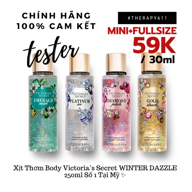 [TESTER]..::✨Xịt Dưỡng Thể Body Mist Victoria’S Secret &quot;WINTER DAZZLE&quot; 250ml✨::..