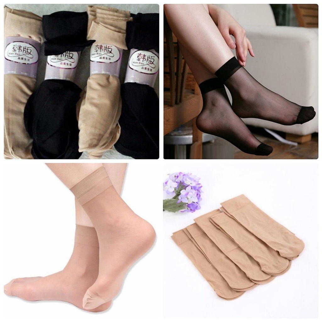 Sét 10 Đôi Tất Nữ Da Chân Cổ Ngắn Mỏng Siêu Dai