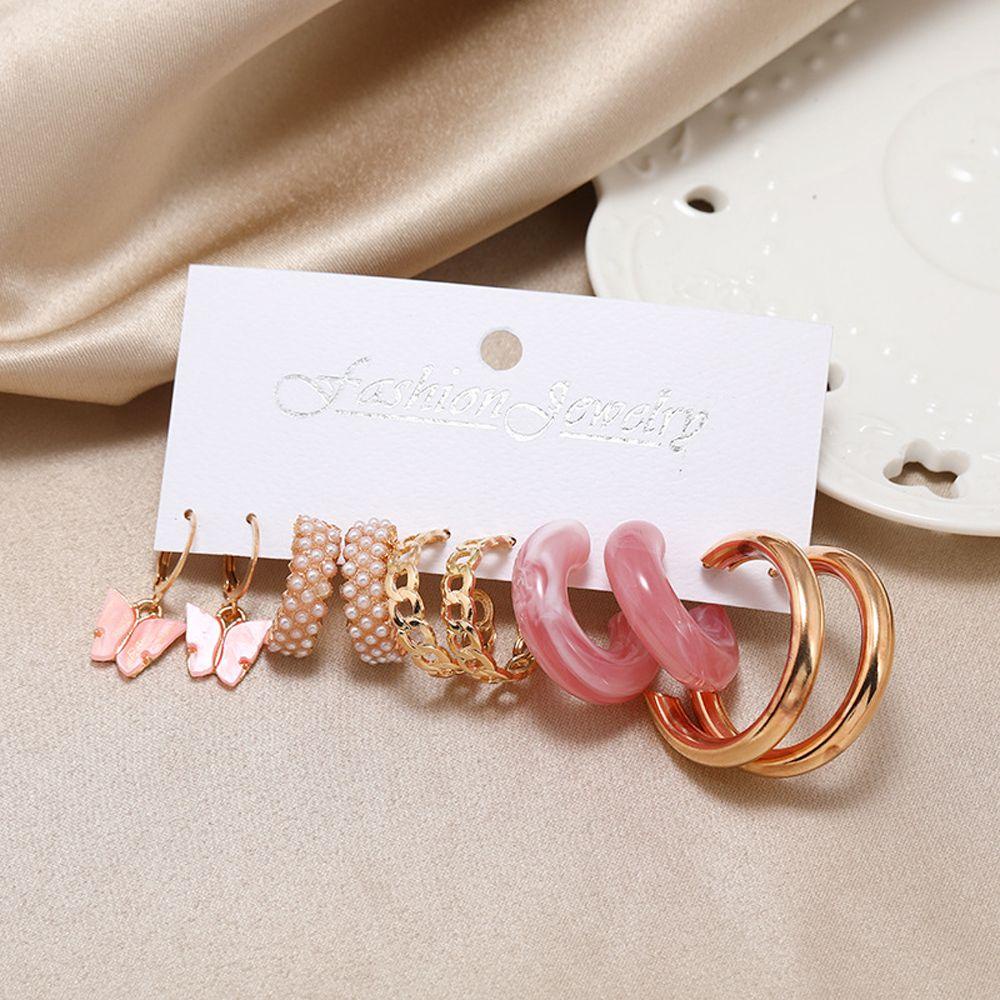 Bộ 5 / 6 / 9 Cặp Khuyên Tai Vòng / 9 Cặp Họa Tiết Trái Tim Màu Xanh Lá Cây Xinh Xắn Thời Trang Cho Nữ