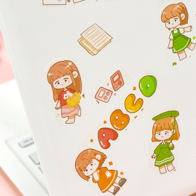 Set 4 Miếng Dán Trang Trí Hình Cô Gái Hoạt Hình Dễ Thương