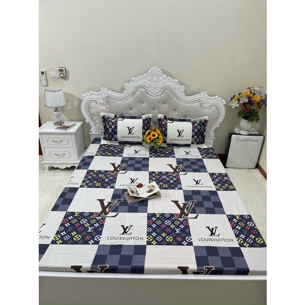 Bộ ga gối bo chun cotton 100% đẹp dày hàng cao cấp hàn quốc