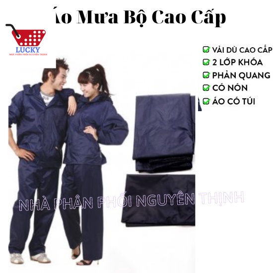 Áo Mưa Bộ Vải Dù Cao Cấp, Siêu Bền Không Thấm Nước