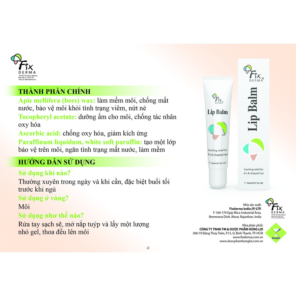 Son dưỡng môi, giảm nứt và khô môi Fiderma Lip balm