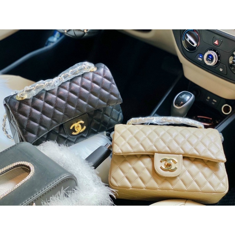 Túi xách cla.sic size 26 trần trám tag vàng tiện lợi
