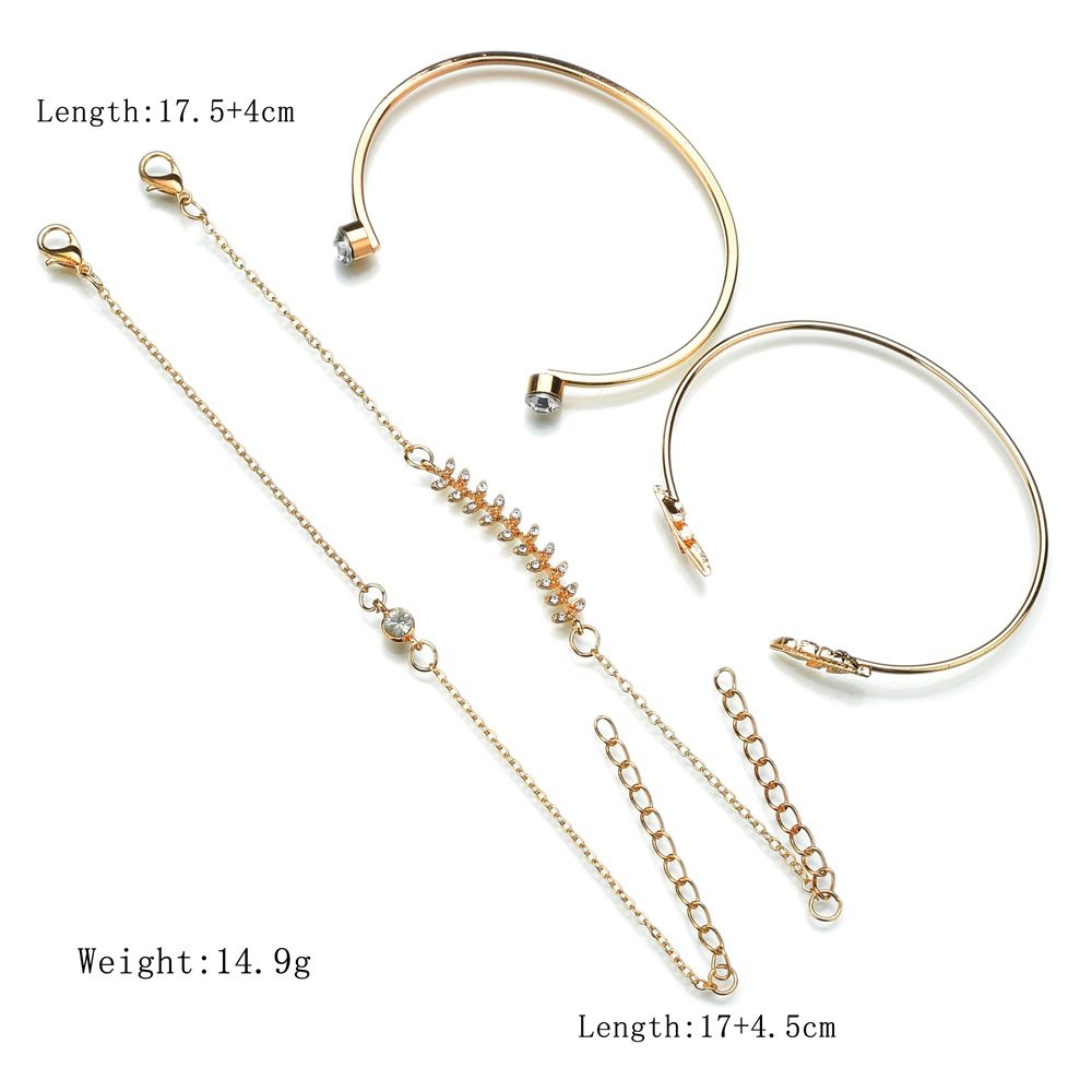 Classic 4 pcs/set ladies fashion bracelets leaf geometric chain gold bracelet set