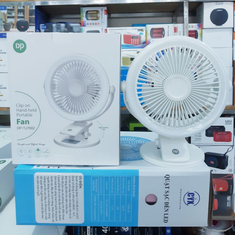 Quạt Sạc Kẹp Có Đèn LED DP-7682