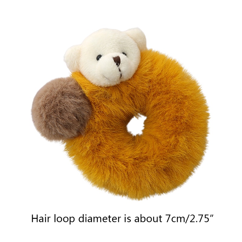Dây Buộc Tóc Lông Xù Co Giãn Hình Gấu Dễ Thương Giá Đỡ