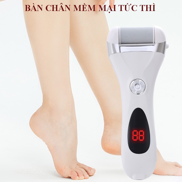 Máy Mài Gót Chân Chống Nước, Tẩy Da Chết Gót Chân Tặng Kèm 3 Đầu Chà Thạch Anh Sạc Lại Bằng USB