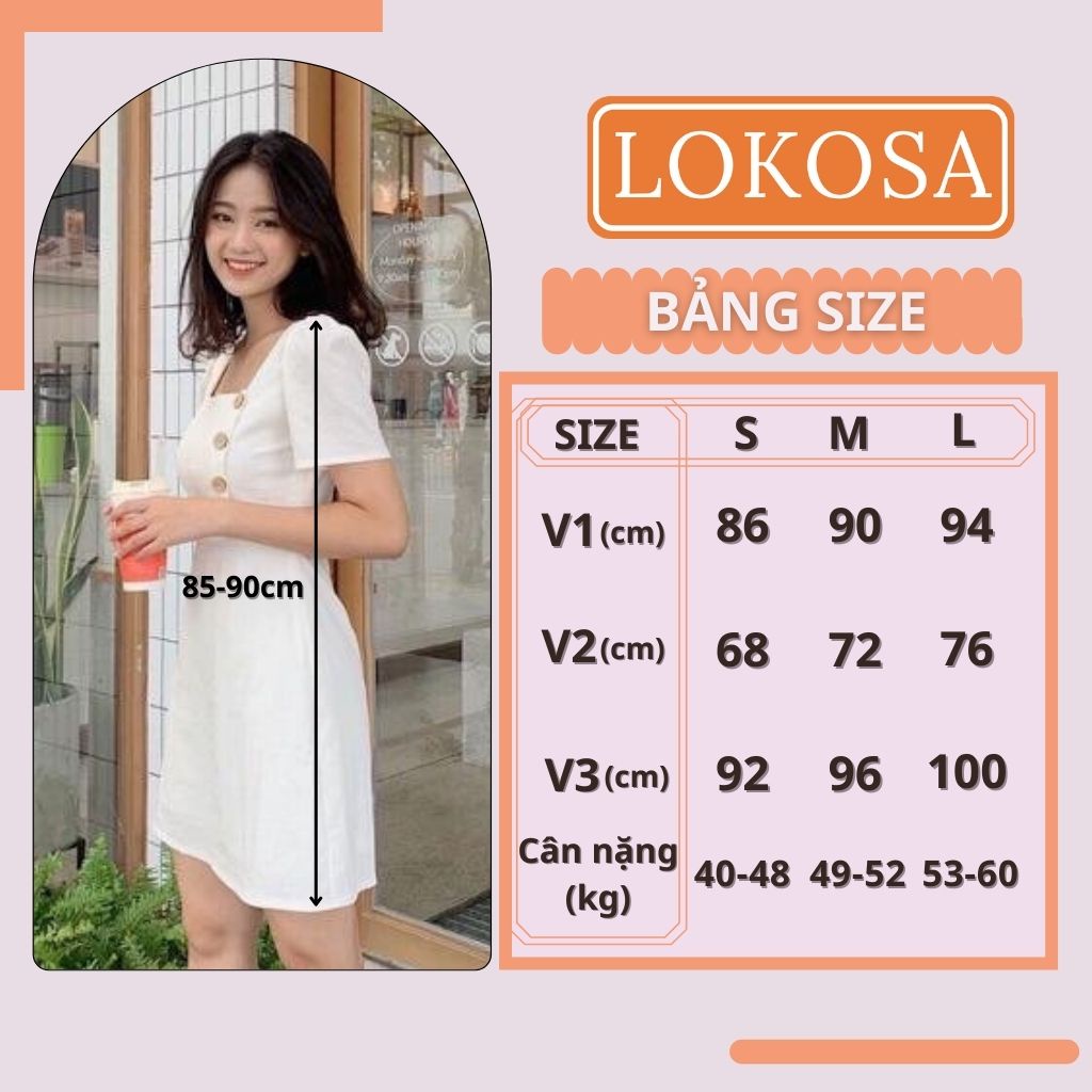 Váy công sở LOKOSA Đầm công chúa thiết kế ôm body ngắn cổ vuông Hàn Quốc trẻ trung di chơi dự tiệc VDE015