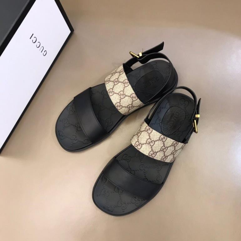 Sandal nam thương hiệu Gucci GG da thật cao cấp in vân cá tính -az1