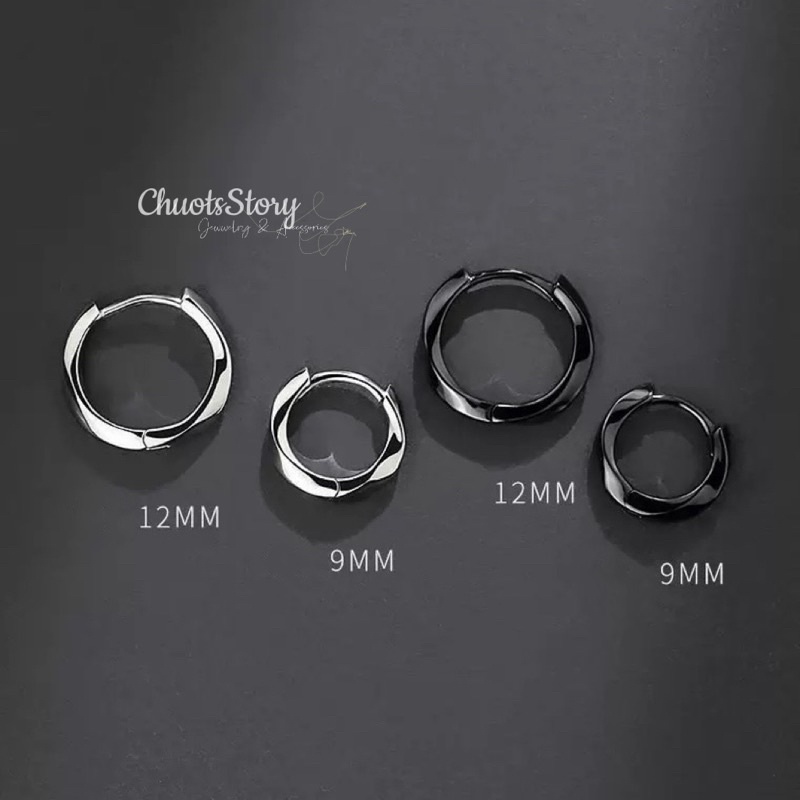 Khuyên tai nam nữ trơn xoắn cá tính, bông tai titan thời trang unisex - KTU0011- ChuotsStory