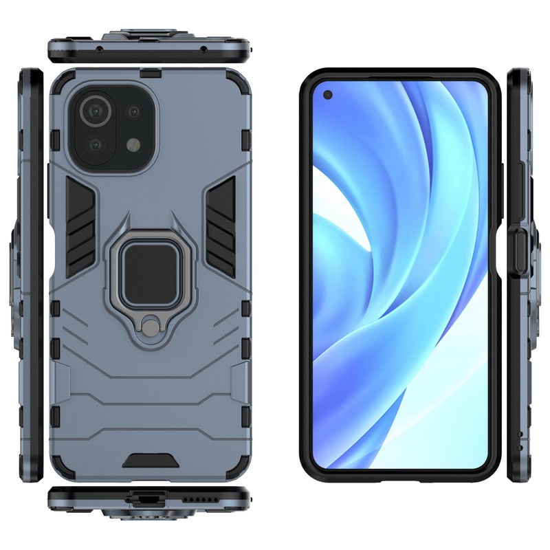 Ốp Điện Thoại Kiểu Giáp Chống Sốc Sang Trọng Kèm Giá Đỡ Nhẫn Cho For Xiaomi 11 Lite 5G NE Mi 11 Lite 11T Pro