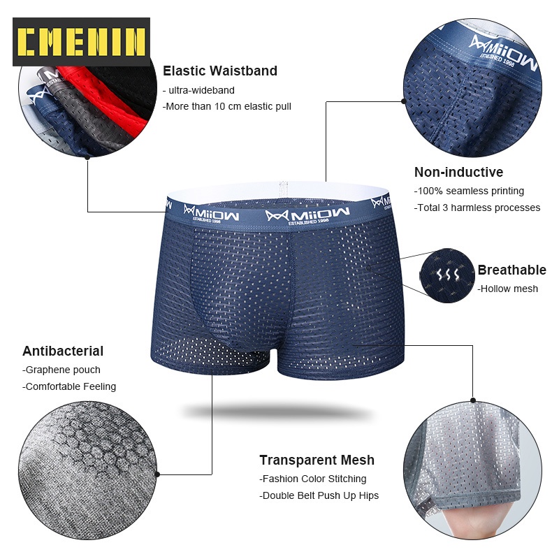 1 Quần Lót Boxer Nam Bằng Nylon Thoải Mái Gợi Cảm MW808