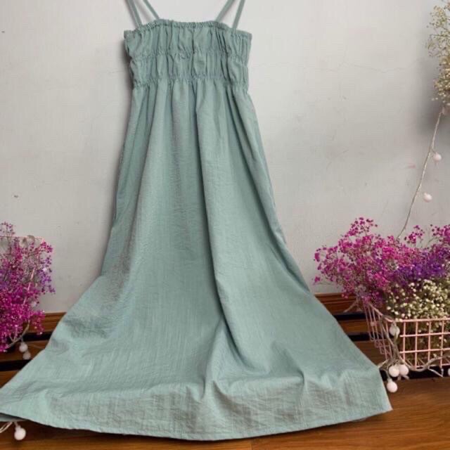 váy 2 dây đi biển chun 3 vòng ngưc chất đũi xước