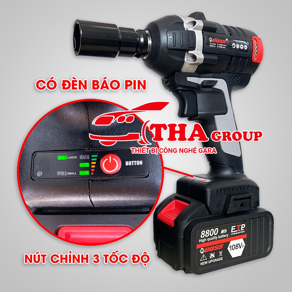 Súng Bắn Ốc Pin BOSS Không Chổi Than Lực Xiết 500Nm