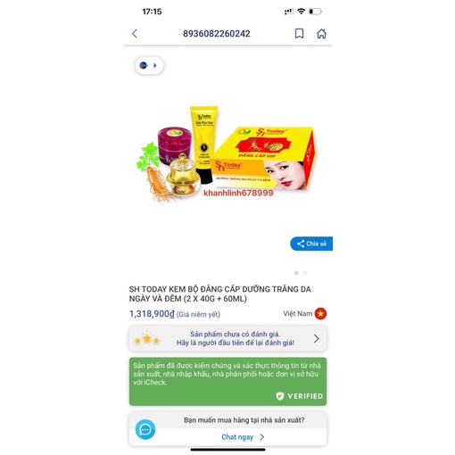 Sh today bộ 3 đẳng cấp víp dưỡng trắng da ngày và đêm