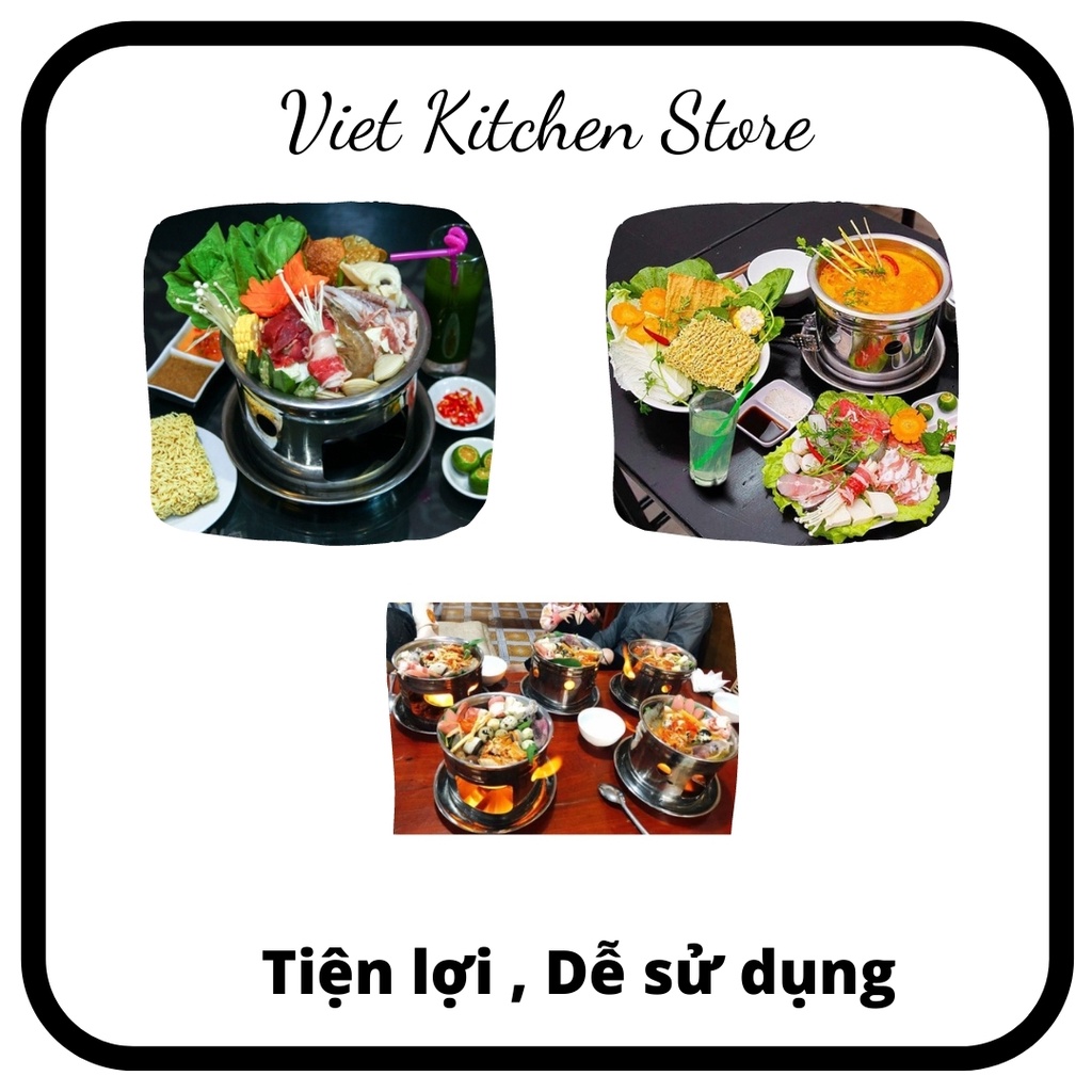 Bếp Cồn Mini VietKitchen Bộ Nồi Lẩu 1 Người Bếp Cồn Inox Dã Ngoại Du Lịch Picnic Ngoài Trời Nấu Lẩu