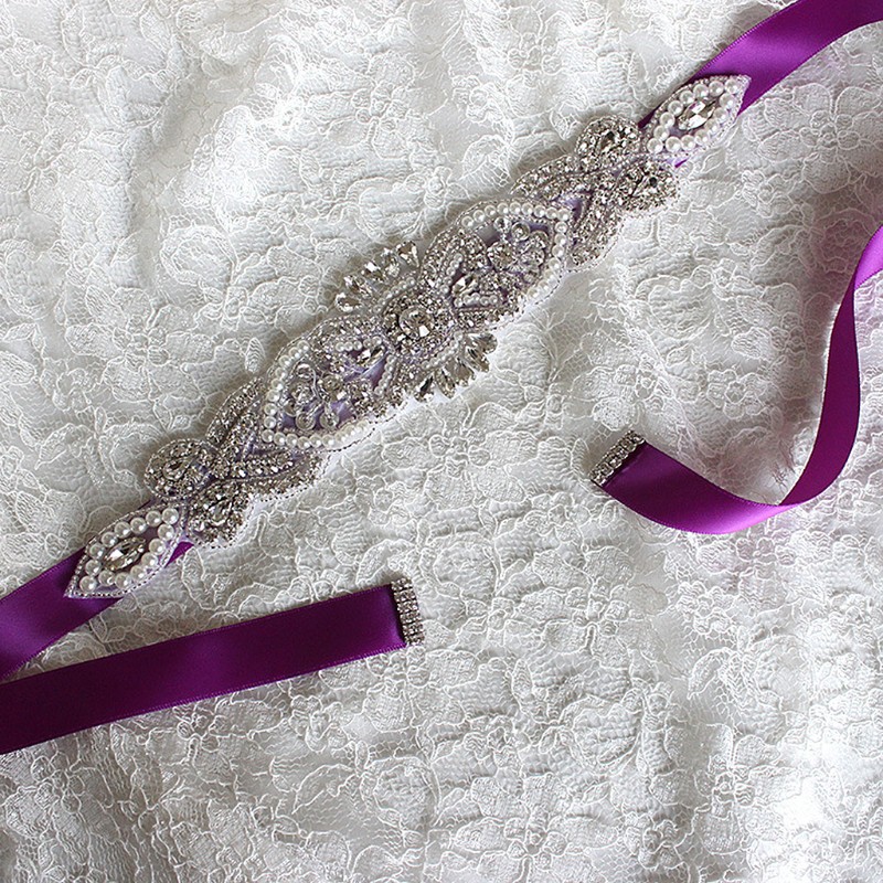 Thắt Lưng Dây Ruy Băng Đính Đá Lấp Lánh Cho Cô Dâu