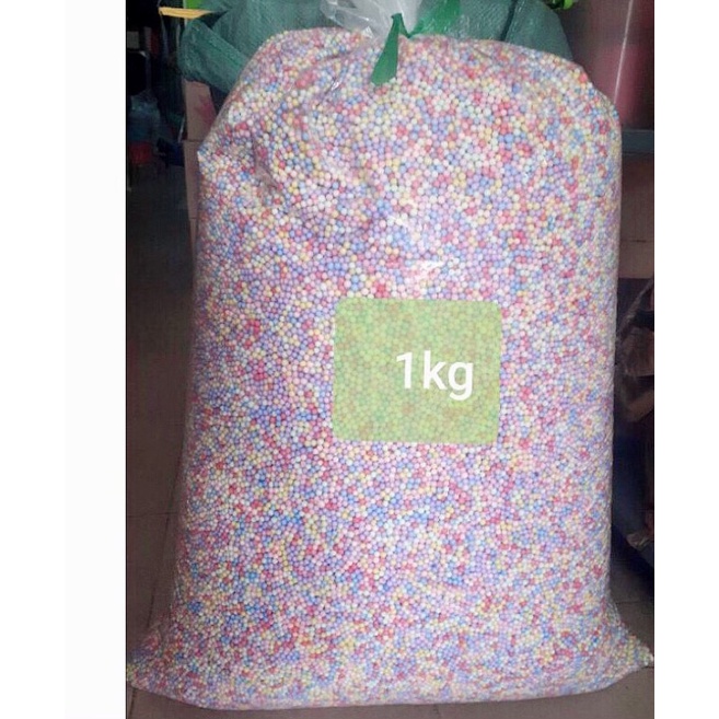 Hạt xốp mix màu dùng bỏ hộp quà,làm smile,trang trí,1 kg xốp màu cực nhiều