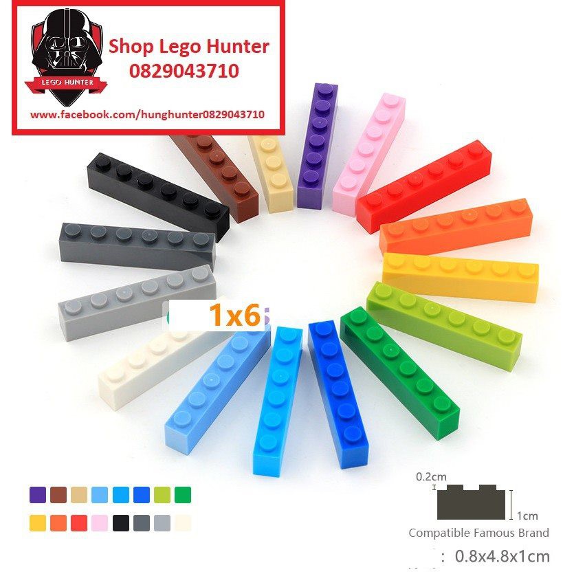 Lego Part 3009 gạch Moc : Combo 10 miếng 1 x 6 Brick các màu tùy chọn
