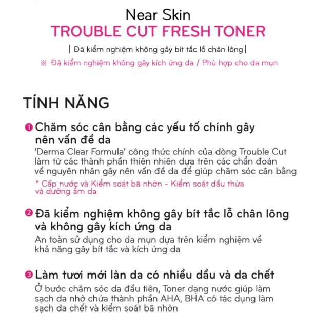 Nước Hoa Hồng Cho Da Mụn Missha Near Skin Trouble Cut Fresh Toner 200ml