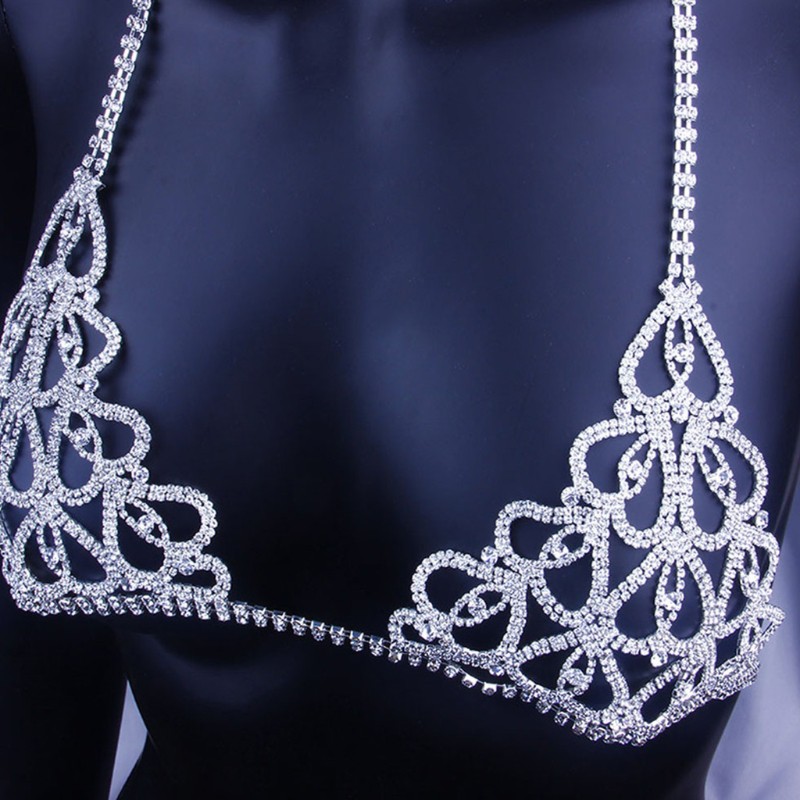 Set Áo Ngực Và Quần Lót Nữ Họa Tiết Trái Tim Đính Đá Pha Lê Quyến Rũ