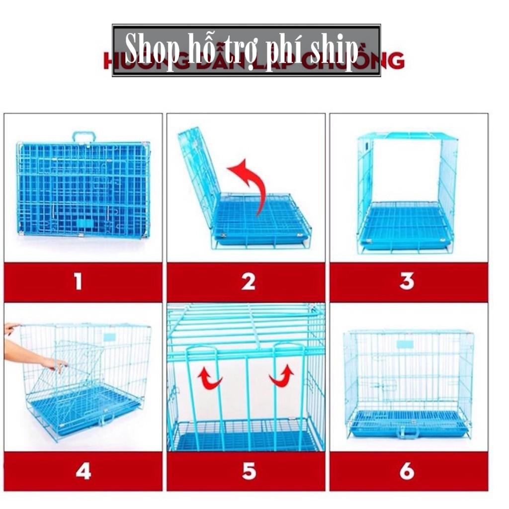 Hỗ trợ Ship- Chuồng nuôi nhốt chó mèo dạng gấp gọn -LỒNG SƠN TĨNH ĐIỆN XUẤT KHẨU NAN DÀY (màu ngẫu nhiên) SunzinSD