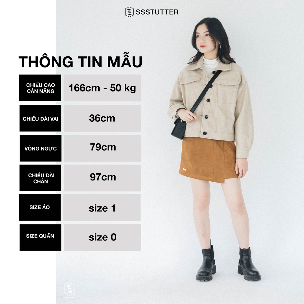 Áo khoác nữ SSSTUTTER chất dạ ép cao cấp Feth Jacket