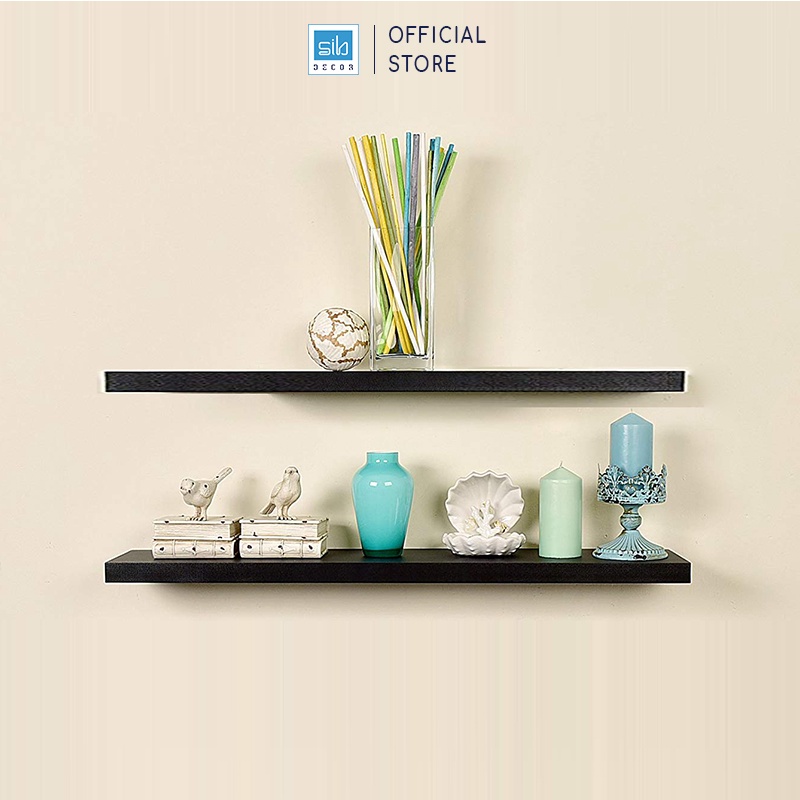Set 2 Kệ Gỗ Dài 120cm Treo Tường Màu Trắng/ Đen/ Vân gỗ Thương Hiệu SIB Decor, Dùng Để Sách, Vật Dụng Trang Trí