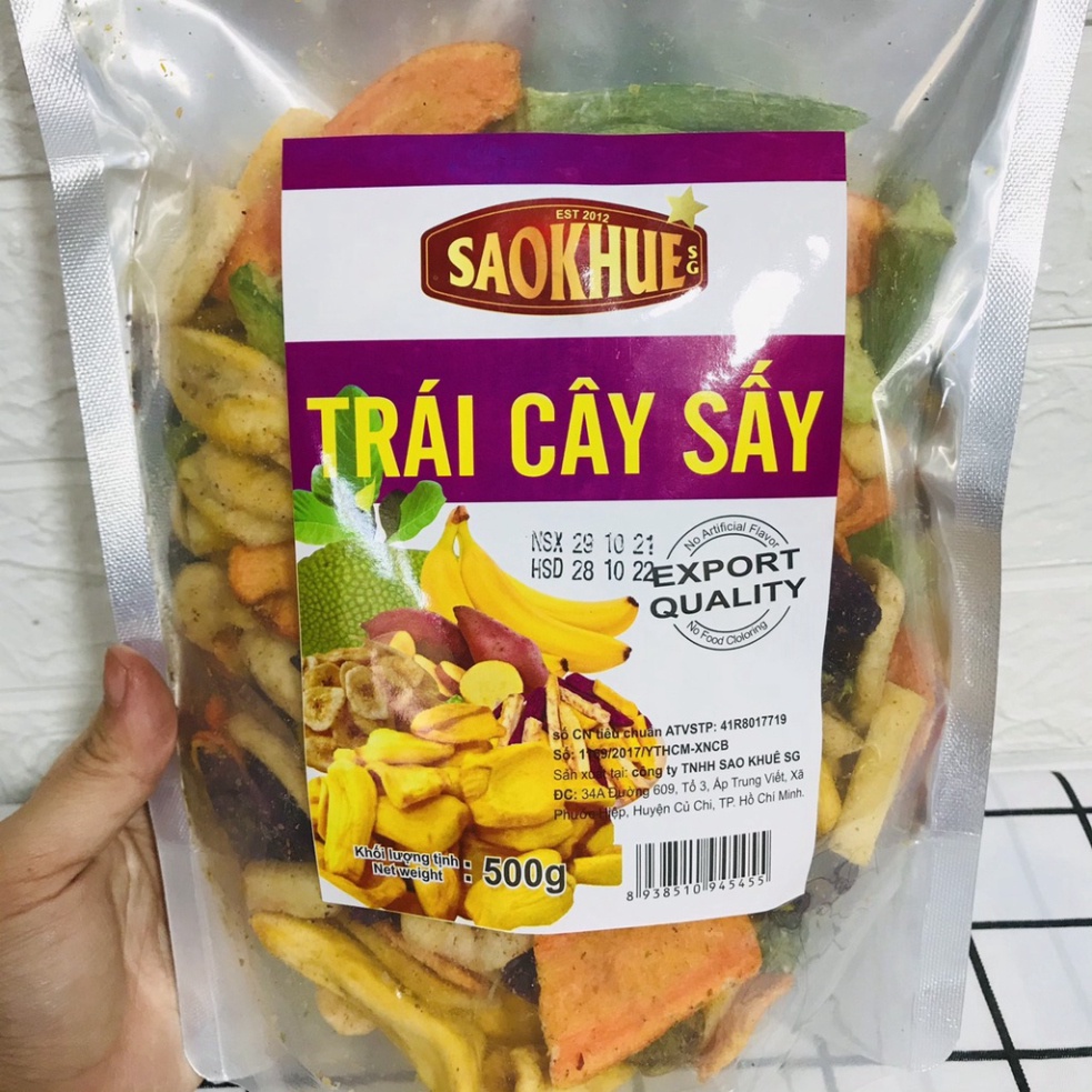 Trái cây sấy thập cẩm 500g Sao Khuê nguyên miếng, hàng xuất khẩu