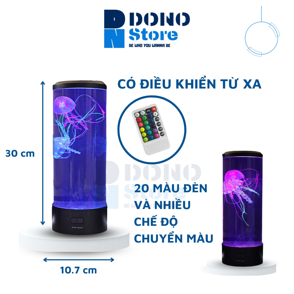 Đèn ngủ con sứa chuyển động đổi màu có điều khiển từ xa, đèn decor trang trí phòng