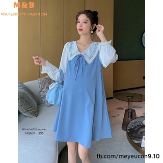 Đầm bầu thời trang thiết kế dài tay MB179 chất đũi hàn freesize từ 45 đến 70kg