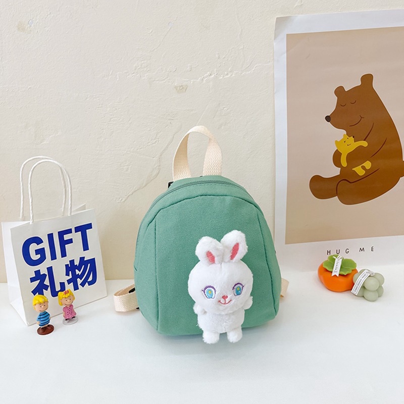 Ba Lô Vải Canvas Siêu Nhẹ Hình Thỏ Nhồi Bông Dễ Thương Cho Bé Mẫu Giáo