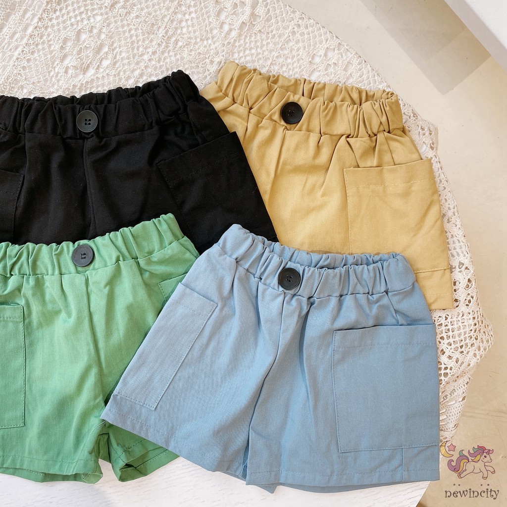 Quần Đùi Màu Trơn Có Túi Phong Cách Hàn Quốc Thời Trang Mùa Hè Cho Bé Gái