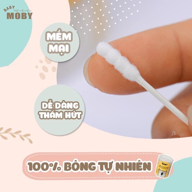 Tăm Bông Trẻ Em Moby Baby Cỡ Nhỏ( 150 chiếc/Hộp)