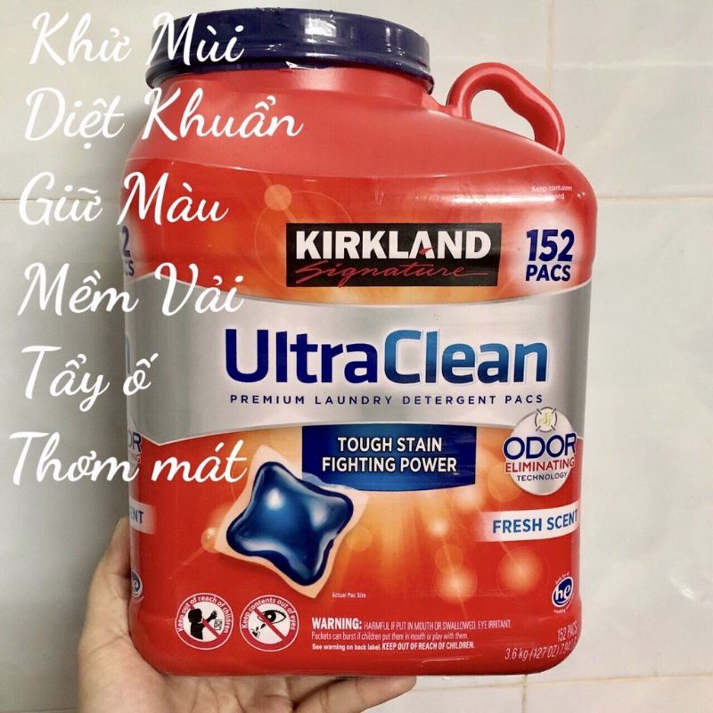 Viên giặt xả quần áo Ultra Clean Kirkland USD 152 viên
