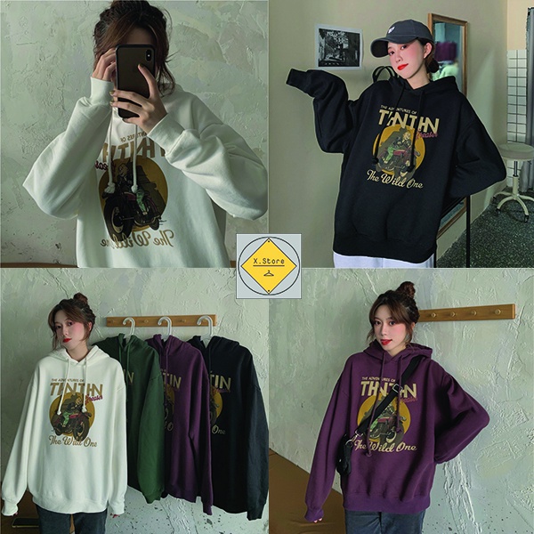 Áo Hoodie Nam Nữ Tin Tin Chạy Xe Có Ảnh Thật + Video Tự Chụp - Áo Thu Đông Chất Nỉ Mềm Mịn Hottrend 2021 Unisex X.Store