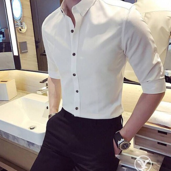 Áo sơ mi nam dài tay Urano cổ bẻ, áo sơ mi vải lụa nến không nhăn không xù cao cấp