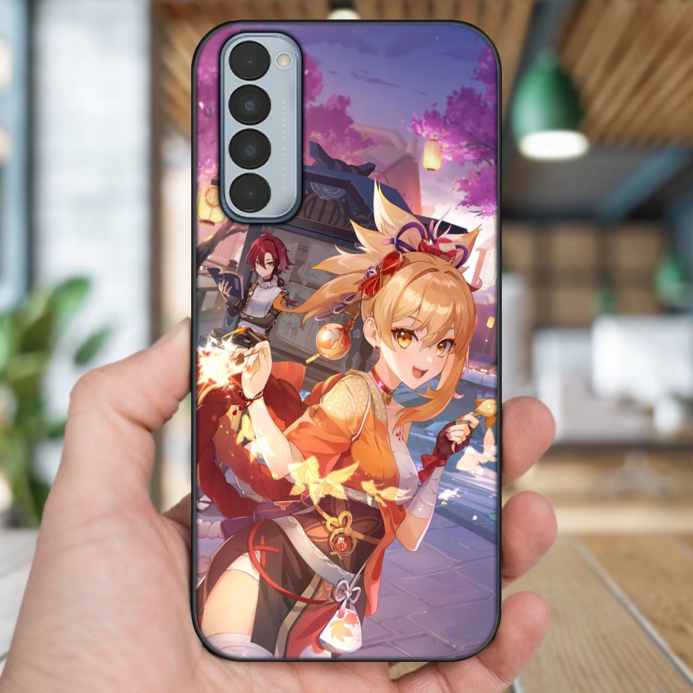 Ốp lưng Oppo Reno 4 Pro viền đen in hình Yoimiya Genshin Impact