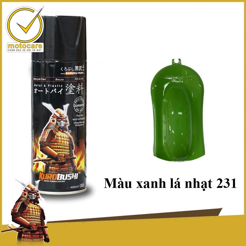 Chai Sơn xịt Samurai xe máy  màu xanh lá nhạt _ Leaf Green - mã 3/231 .