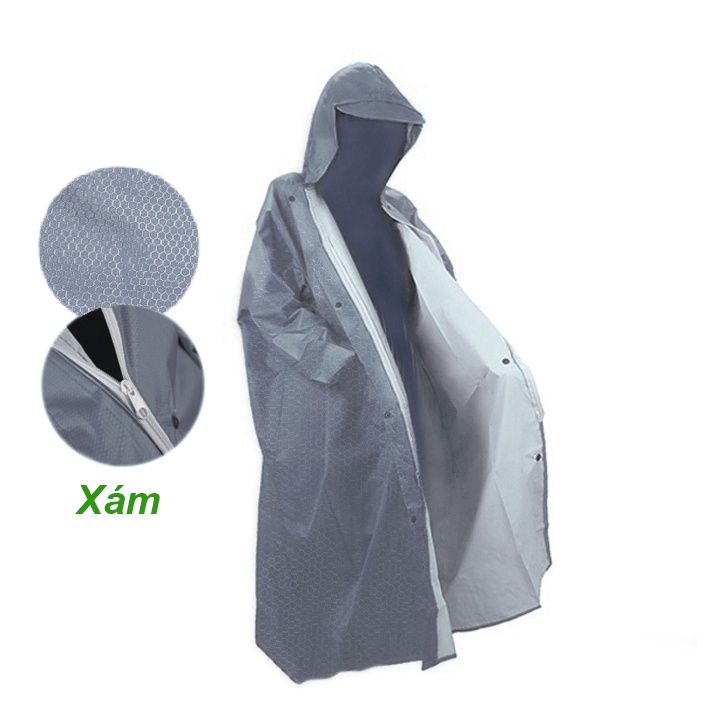 Áo mưa măng tô người lớn có khóa kéo cho nam nữ (ao mua đi xe máy vải da cá chống nước hàng loại 1 Việt Nam...)