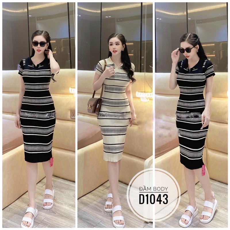 Bigsize Đầm body sọc freesize D1043