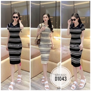 Bigsize Đầm body sọc freesize D1043