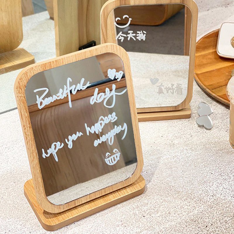 Gương để bàn trang điểm, gương gấp gọn tặng đế gỗ decor phòng ngủ kiểu Hàn thương hiệu IGA- GP120.04/ GP278