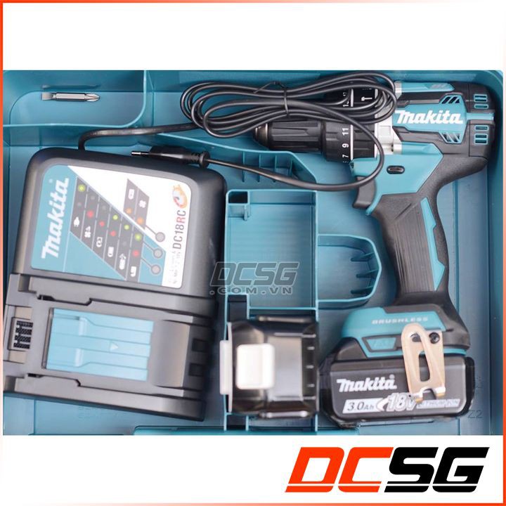 Máy khoan búa, vặn vít 13/38/13mm dùng pin 18V Makita DHP484RFE